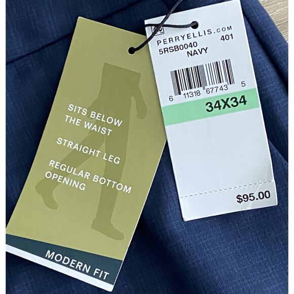 Perry Ellis Portfolio Men's 34x34 Resolution Dress Pant Modern Fit Stretch NEW - Picture 8 of 10